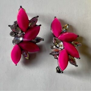 NEW ✨Pink Floral Crystal Statement Earrings - Women Jewelry